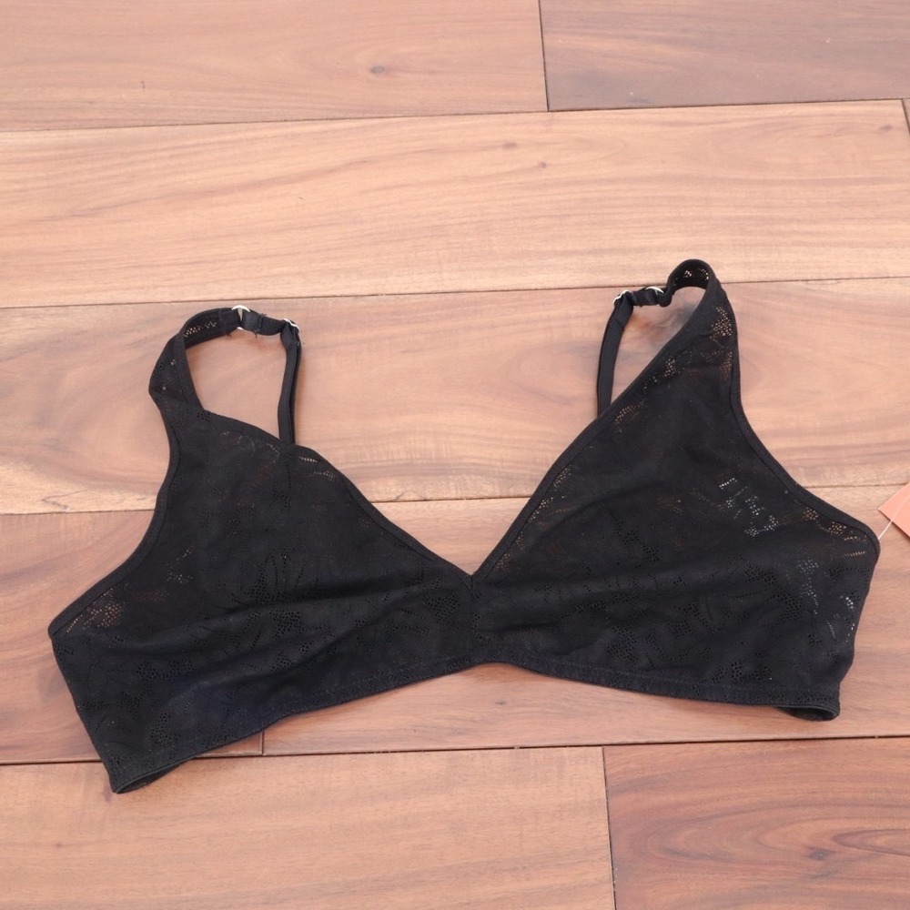 State Of Day Intimates Triangle Bra Womens M Black Lace Stretch Adjustable Strap